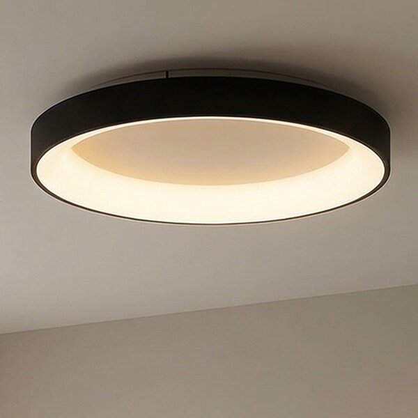 Mantra Iluminación LED stropna svjetiljka Niseko II CCT daljinski upravljač, Ø 50cm, crna, prigušiva, Crno, Dnevni boravak/blagovaonica, Aluminij