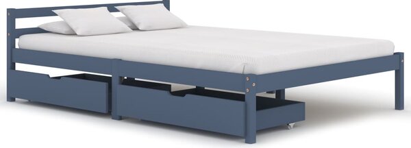 VidaXL Okvir za krevet s 2 ladice sivi 120 x 200 cm masivna borovina