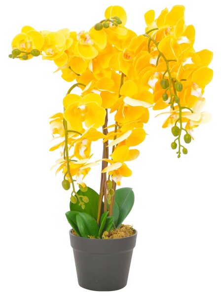 VidaXL Umjetna orhideja s posudom žuta 60 cm