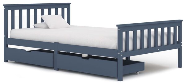 VidaXL Okvir za krevet s 2 ladice sivi 120 x 200 cm masivna borovina