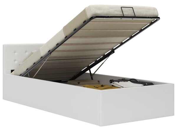 VidaXL Hidraulični okvir za krevet od umjetne kože bijeli 100 x 200 cm