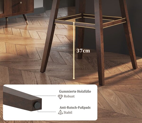 Set od 2 barske stolice s osloncem za noge, okretna barska stolica od 360°, tapecirana bistro stolica
