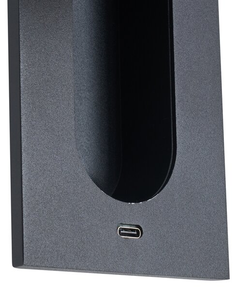 Moderna zidna svjetiljka crna uklj. LED i USB-C priključak - Hilton
