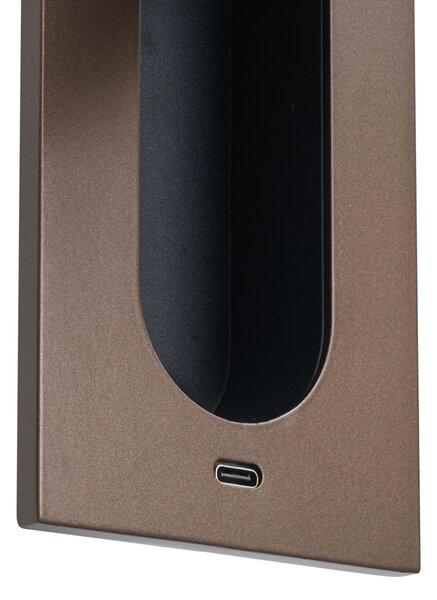 Moderna zidna svjetiljka tamna bronca uklj. LED i USB-C priključak - Hilton