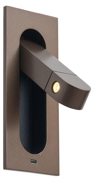Moderna zidna svjetiljka tamna bronca uklj. LED i USB-C priključak - Hilton