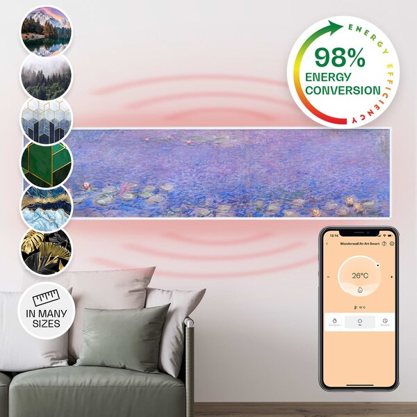 Klarstein Wonderwall Air Art Smart, infracrveni grijač, 60 x 60 cm, 350 W, aplikacija, lopoč
