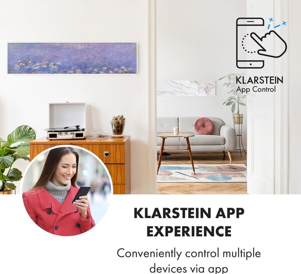 Klarstein Wonderwall Air Art Smart, infracrveni grijač, 60 x 60 cm, 350 W, aplikacija, lopoč