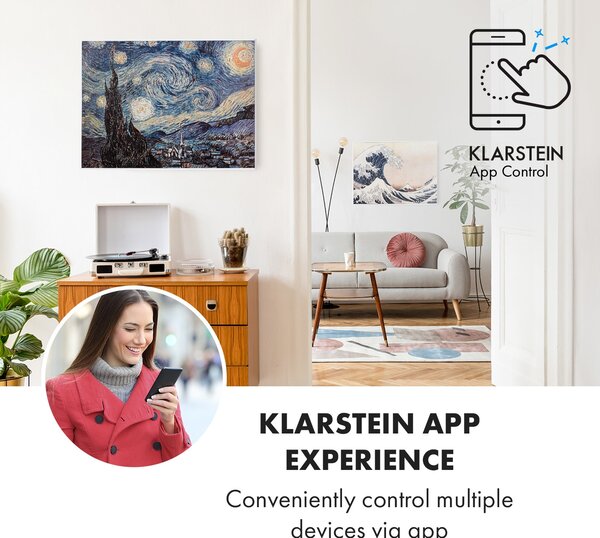 Klarstein Wonderwall Air Art Smart, infracrveni grijač, 80 x 60 cm, 500 W, zvjezdana noć