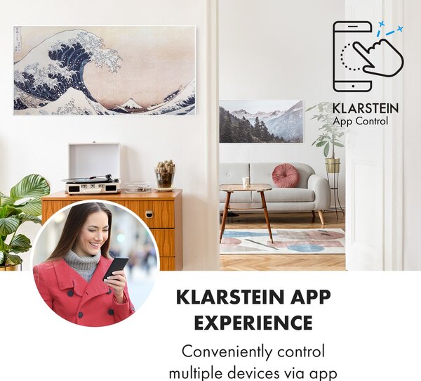 Klarstein Wonderwall Air Art Smart, infracrveni grijač, 120 x 60 cm, 700 W, aplikacija, valovi