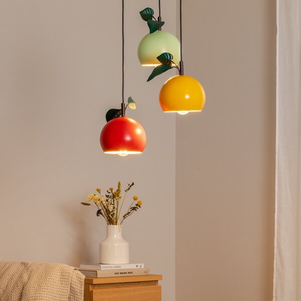 Luminex Viseća lampa Apple mix, šarena, metalna, Ø 42 cm, 3 žarulje, E27, prigušiva, Crno, Dnevni boravak/blagovaonica, Metal