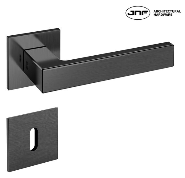 Kvaka JNF Ninety titan crna inox kvadratna rozeta ključ, cilindar ili wc Ključ