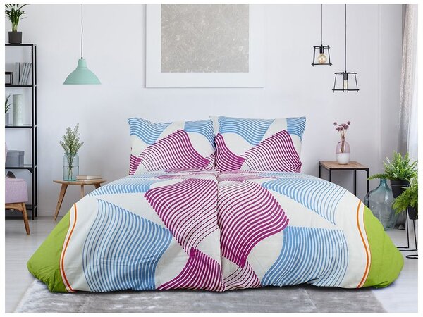 Pamučna posteljina UNILO plavo-ljubičasta Dimenzije posteljine: 70 x 90 cm | 140 x 200 cm