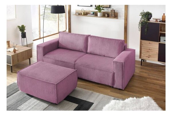Ružičasta sklopiva sofa od samta 245 cm Nihad – Bobochic Paris