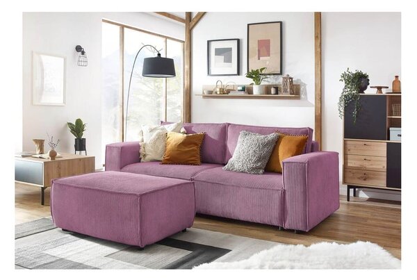 Ružičasta sklopiva sofa od samta 245 cm Nihad – Bobochic Paris