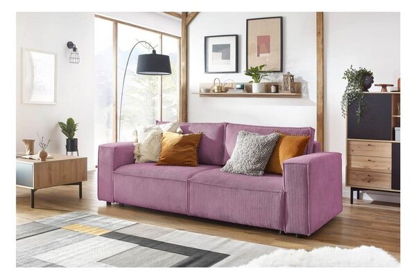Ružičasta sklopiva sofa od samta 245 cm Nihad – Bobochic Paris