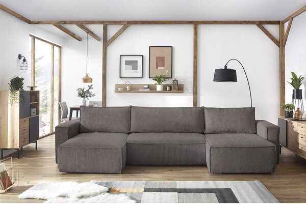 Tamno siva sklopiva kutna garnitura od samta (u obliku slova "U") Nihad – Bobochic Paris