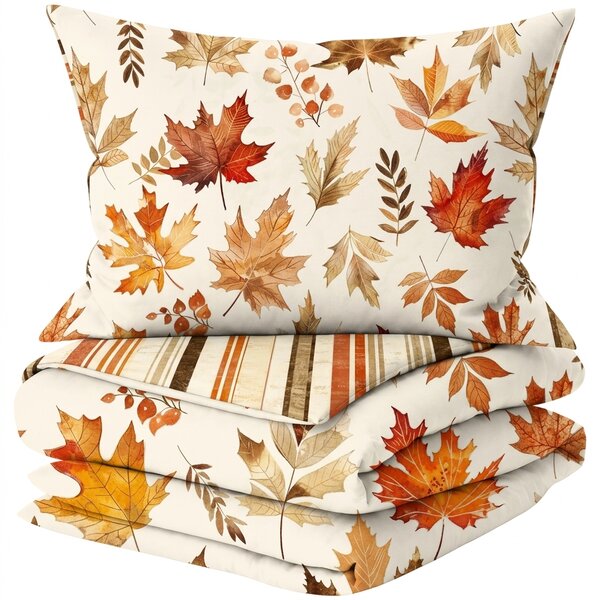 Flanel posteljina LEAVES & STRIPES šarena Dimenzije posteljine: 70 x 90 cm | 140 x 200 cm