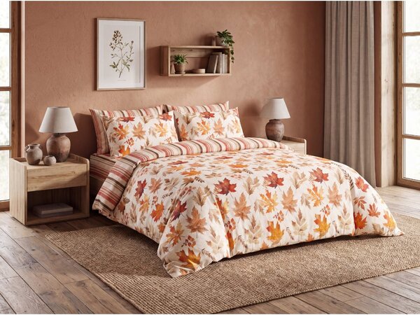 Flanel posteljina LEAVES & STRIPES šarena Dimenzije posteljine: 70 x 90 cm | 140 x 200 cm