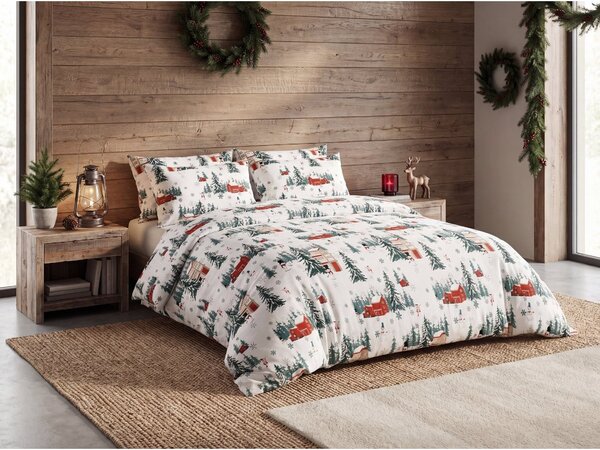 Flanel posteljina SNOWY HOUSES bijela Dimenzije posteljine: 70 x 90 cm | 140 x 200 cm