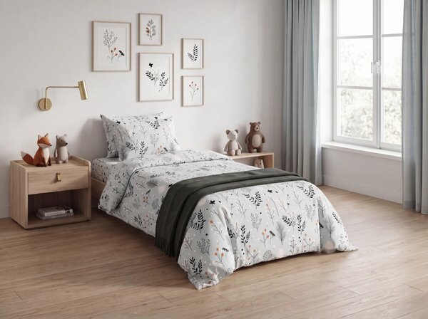 Flanel posteljina FROST BOTANIC svijetlosiva Dimenzije posteljine: 70 x 90 cm | 140 x 200 cm