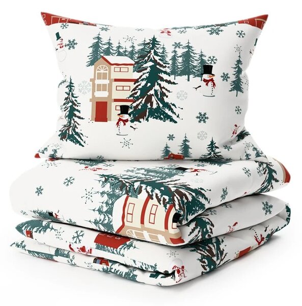 Flanel posteljina SNOWY HOUSES bijela Dimenzije posteljine: 70 x 90 cm | 140 x 200 cm
