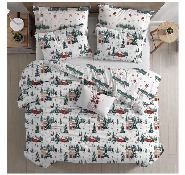 Flanel posteljina SNOWY HOUSES bijela Dimenzije posteljine: 70 x 90 cm | 140 x 200 cm