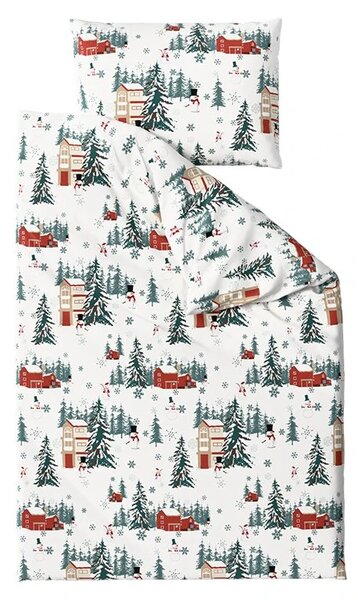 Flanel posteljina SNOWY HOUSES bijela Dimenzije posteljine: 70 x 90 cm | 140 x 200 cm