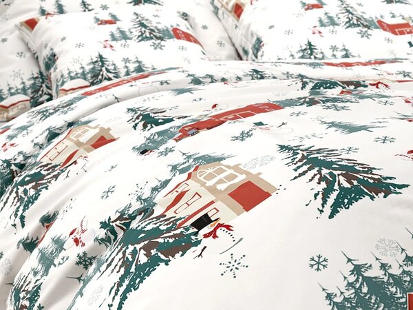 Flanel posteljina SNOWY HOUSES bijela Dimenzije posteljine: 70 x 90 cm | 140 x 200 cm