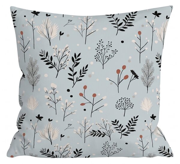 Flanelna jastučnica FROST BOTANIC 45x45 cm, svijetlosiva