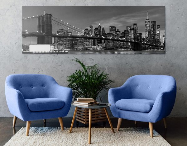 Slika divan most u Brooklynu u crno-bijelom dizajnu