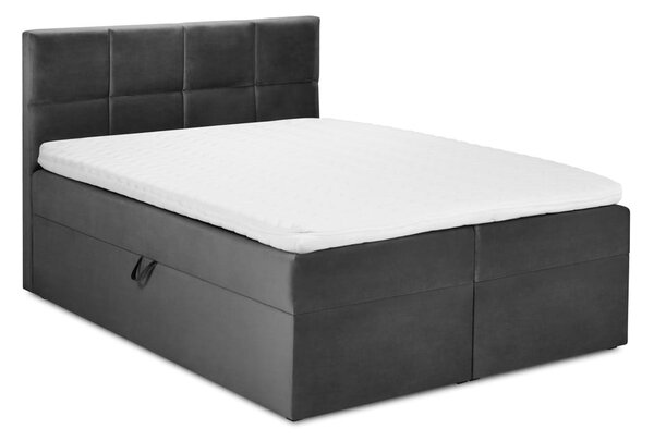 Black Friday - Tamnosivi baršunasti bračni krevet Mazzini Beds Mimicry, 200 x 200 cm