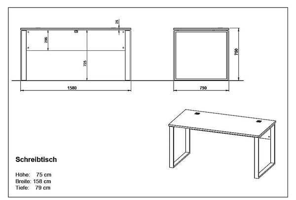 Radni stol u dekoru hrasta 158x79cm Lioni - Germania