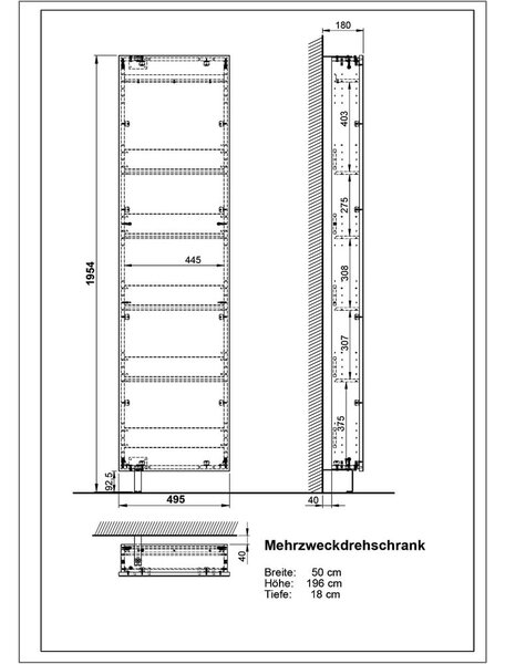 Antracitno sivi ormarić za hodniku 50x195x18 cm Rotary – Germania