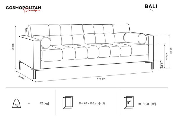 Tamnozelena baršunasta sofa Cosmopolitan Design Bali