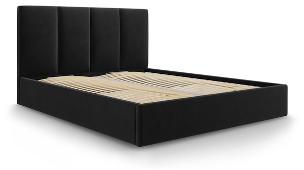 Bračni krevet od crnog baršuna Mazzini Kreveti Juniper, 160 x 200 cm