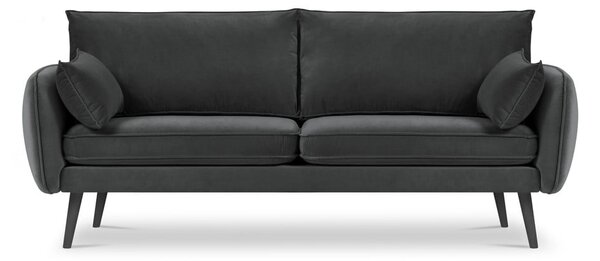 Tamnosiva baršunasta sofa s crnim nogama Kooko Home Lento, 198 cm