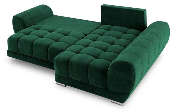 Zelena baršunasta kutna garnitura na razvlačenje Windsor & Co Sofas Nuage, desni kut