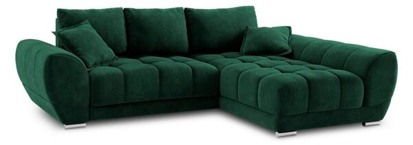 Zelena baršunasta kutna garnitura na razvlačenje Windsor & Co Sofas Nuage, desni kut