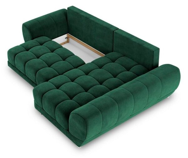 Zelena baršunasta kutna garnitura na razvlačenje Windsor & Co Sofas Nuage, desni kut
