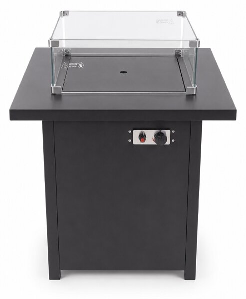 Plinska grijalica za vrt i terasu od 13 kW s lava kamenjem – 134 x 41 x 134 cm, crna