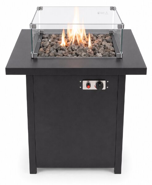 Plinska grijalica za vrt i terasu od 13 kW s lava kamenjem – 134 x 41 x 134 cm, crna