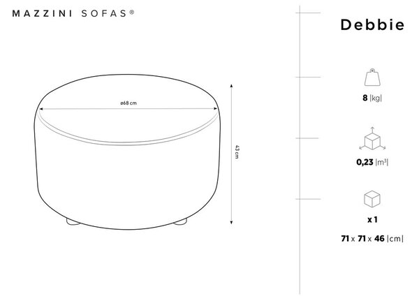 Bež tabure Mazzini Sofas Debbie, ø 68 cm