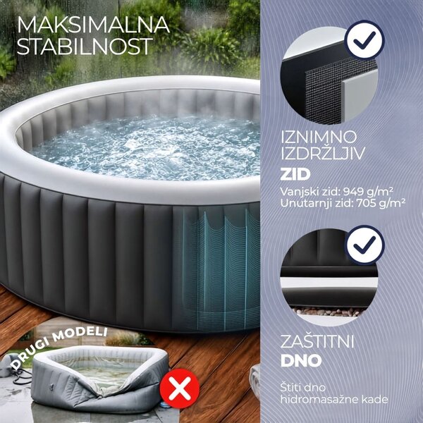 OASIS masažni bazen na napuhavanje za 6 osoba, okrugli, crni Casaria