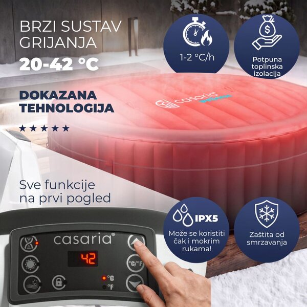 OASIS masažni bazen na napuhavanje za 6 osoba, okrugli, crni Casaria