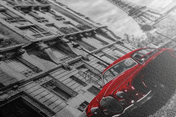 Slika crveni retro auto u Parizu