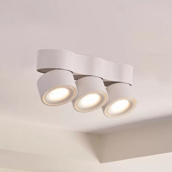 Arcchio LED stropni reflektor Rotari, leće, 3 žarulje, bijeli, prigušiva, Bijela, Dnevni boravak/blagovaonica, Metal