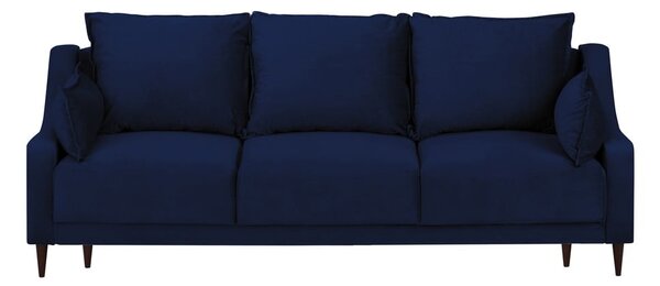 Plavi baršunasti kauč na razvlačenje s prostorom za odlaganje Mazzini Sofas Freesia, 215 cm