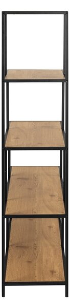 Crna polica za knjige u dekoru hrasta 135x150 cm Seaford - Actona