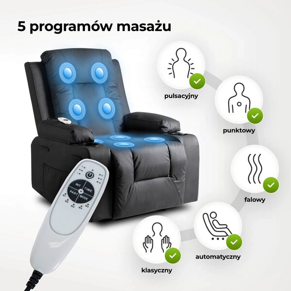 Fotelja za masažu Banesto (crna eko koža)