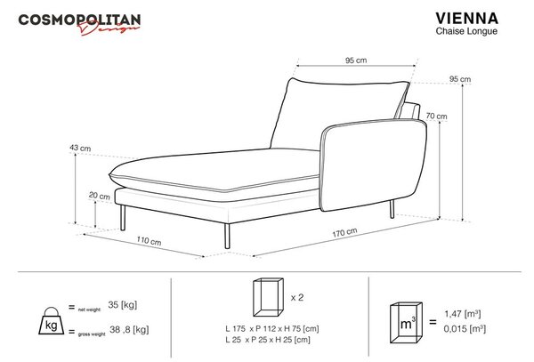 Bež ležaljka Cosmopolitan Design Vienna, desni kut